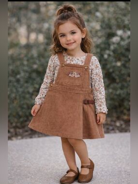 Toddler Floral Overall Dress Brown 3T Boho